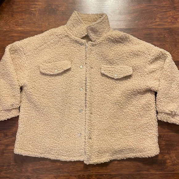 SHEIN Jackets & Blazers - Teddy Coat Jacket Cream Tan 2XL Sherpa Oversized